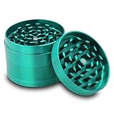 DCOU Zinc Alloy Tobacco Grinder / Spice Grinder / Herb Grinder / Weed Grinder with Magnetic Cover, Sifter and Pollen Scraper, 4 - Piece, 2.14