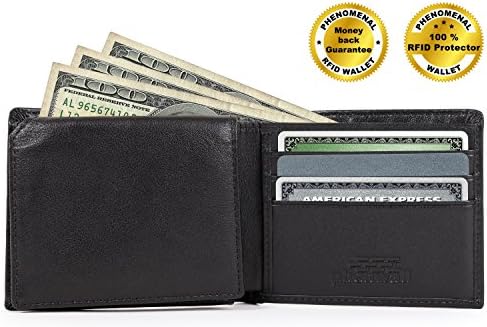 RFID Blocking Wallet for Men - RFID Wallet Slim Bifold - Best Travel RFID Leather Wallet - Security Wallets for Men with Gift Box Incl. - RFID Credit Card Protector Wallet by Phenwall