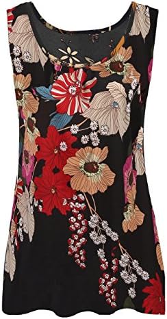 Art 90s Women's Floral Print Sleeveless Loose Casual Flowy Tunic Tank Top