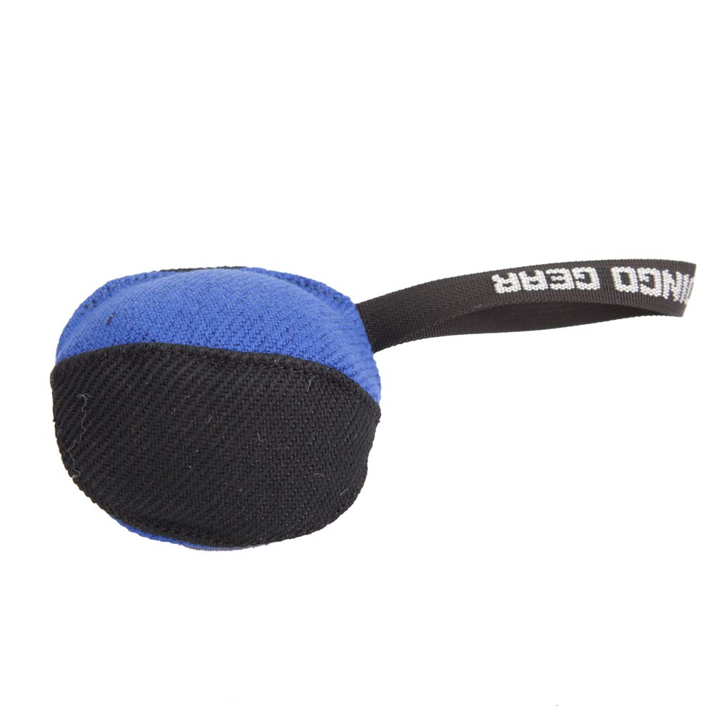 DINGO GEAR Professional Tug Toy Strong Handle for Heavy Duty Training IGP Dog Sports Play Hand Sewn French Material Dog Ball ร 11 cm - Black and Blue S02791 โ image 1