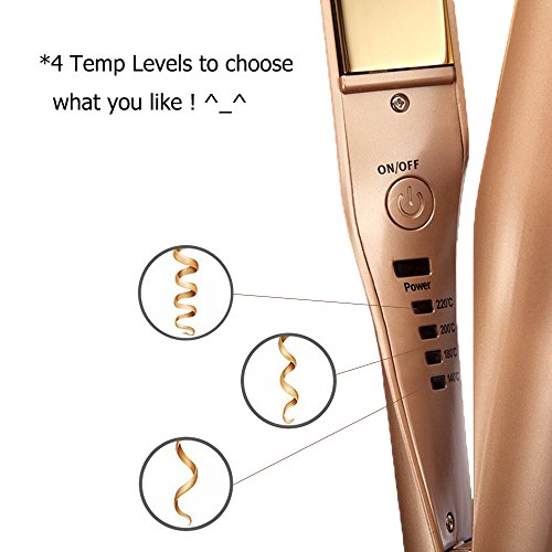 Hair Straightener Irons,Hann 2 in 1 Ceramic Styling Salon Tools Professional Hair Straightener & Hair Curler (gold) - Thumbnail 2