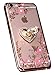 Lozeguyc iPhone 8 Case,iPhone 7 Floral Crystal TPU Case-Soft Slim Bling Plating Rubber Cover for iPhone 7 4.7 Inch with Rhinestone Diamond and Detachable 360 Ring Stand-Rose Gold and Pink