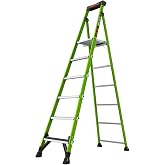 Little Giant MightyLite 8 ft Fiberglass Stepladder, Ground Cue, 15408-001 | Lightweight Slim-Profile Ladder, Full-Size Standing Platform, Wide Anti-Slip Steps, Tool Top Cap, 375 lbs. Weight Rating