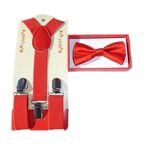 Baby Toddler Kids Children Boys Girls Red Bow Tie & Suspender Set