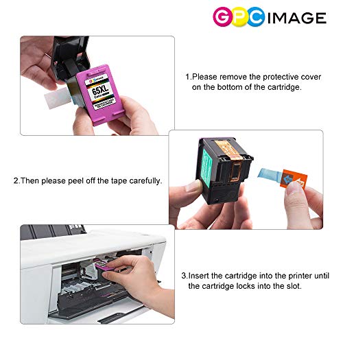 GPC Image Remanufactured Ink Cartridge Replacement for HP 65XL 65 XL Ink High Yield to use with Envy 5055 5052 5058 DESKJET 3752 3755 3758 2622 2655 3720 Printer (1 Black, 1 Tri-Color, 2 Pack)
