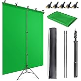 Green Screen Backdrop Kit, 5X6.5ft Portable Green Screen Backdrop with Stand kit, GreenScreen Background with Stand Carrying