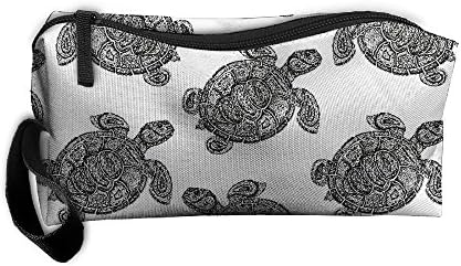 Portable Outdoor Cosmetic Toiletry Clutch Bag Accessories Organizer Case Travel Home Use Zipper Oxford Vintage Sea Turtle Illustration Storage Pouch Pencil Case