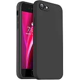 Vooii for iPhone SE Case 2022/3rd/2020,iPhone 8/7 Case, Upgraded Liquid Silicone with [Flat Edges] [Camera Protection] [Soft Anti-Scratch Microfiber Lining] Phone Case for iPhone SE - Black