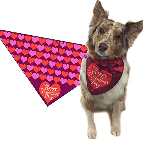 Valentine's Day Dog Bandana - Medium to Large Dogs - Happy Valentine's Day Pet Scarf