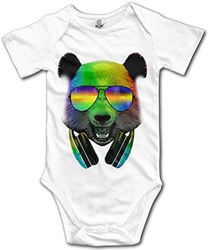 Baby-Boys And Girls Dj Panda Funny Onesies SHORT SLEEVES Romper Climb Cloth