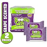 Boogie Wipes Soft Natural Saline Wet Tissues for Baby and Kids Sensitive Nose, Hand, and Face with Moisturizing  Aloe, Chamomile, and Vitamin E, Grape Scent, 45 Count (Pack of 2)
