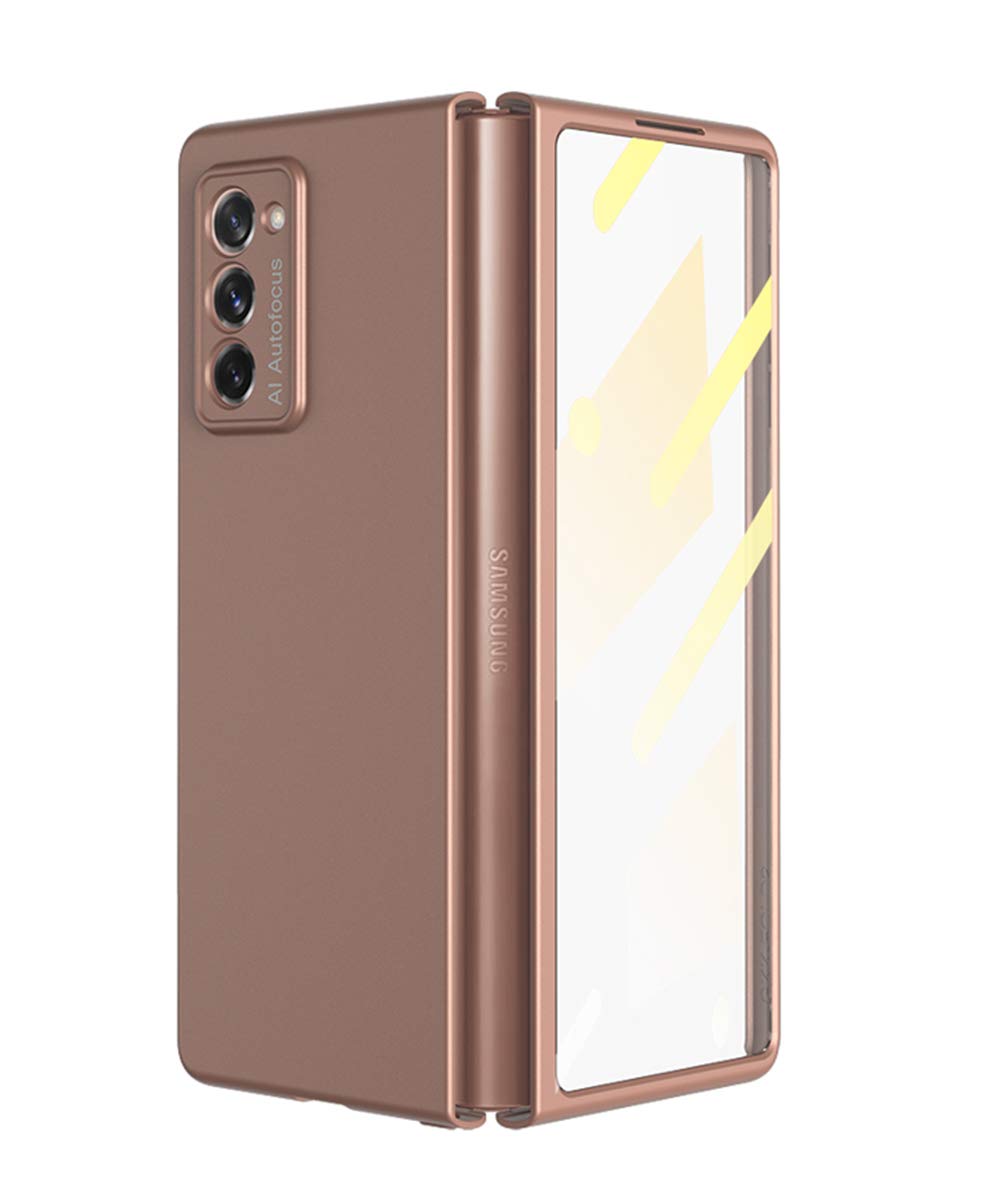 FTRONGRT Case for Samsung Galaxy Z Fold 2, Rigid all-inclusive shell + Screen tempered glass film combination design, Anti-drop Cover for Samsung Galaxy Z Fold 2.(Rose gold)