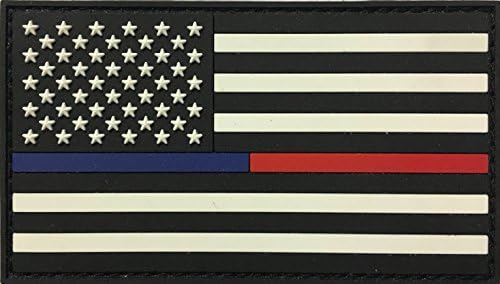 US Flag Thin Blue Red Line Rubber Velcro Patch for Police First Responders Fire Fighters