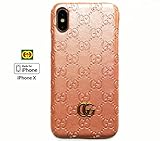 Luxury Monogram - iphone X/10 case Leather texture&scent handcrafted art stylish organic genderless. Protective case Anti scratch Drop protection Shock Proof. (Pink)