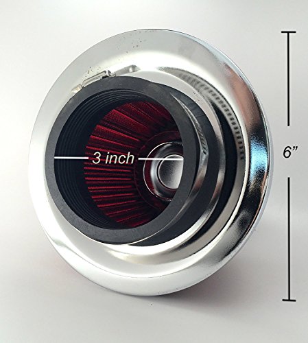 NEW Universal High Performance 3'' Inch Inlet Cone Dry Flow Air Filter Oil Free (Red) - Thumbnail 4