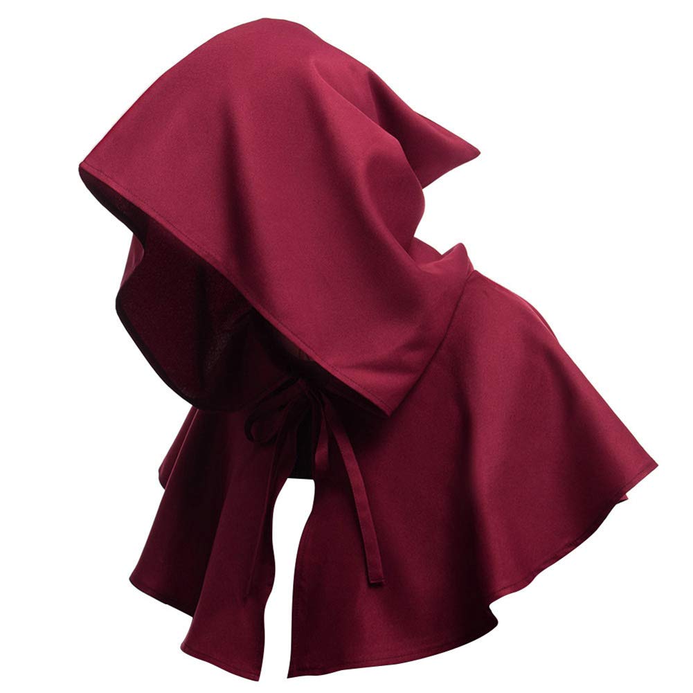 LONTG Adults Halloween Costume Cloak Hooded Cape Cowl Medieval Gothic Cloak Witch Wizard Vampire Death Costume Fancy Dress Cosplay Cape Christmas Costume Party Accessory Props