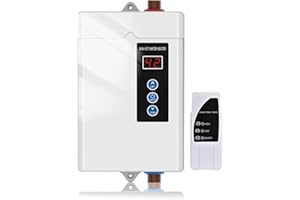 Antuony 3000W Tankless Electric Water Heater,110V Under Sink On Demand Instant Hot Water Heater With Remote Control,LCD Touch Screen tankless Water Heater (110 V, White)