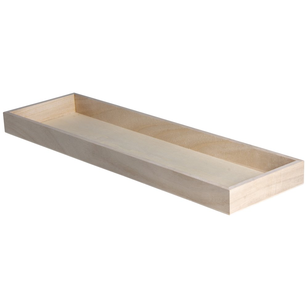 Rayher 62689000 Wooden Tray, Rectangle Vanity Tray, Natural Wood, 45 x 13.5 x 2.3 cm