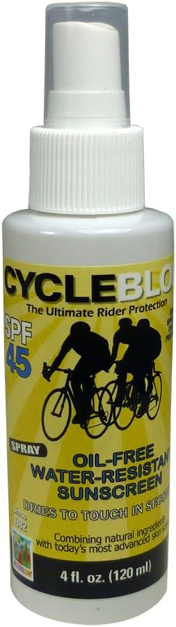 Cycle Blok SPF 45 Water Resistant Spray Sunscreen - Sun Protection Sunblock- All Body Sun Block - Sun Screen That Dries Quickly by CycleBlok