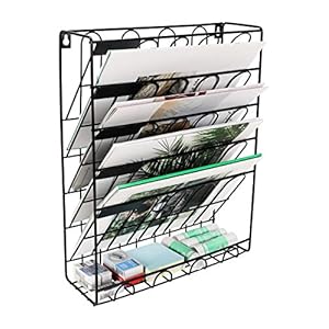 superbpag Hängeregistratur-Organizer mit 5 Ebenen, Wandhalterung, Dokumenten-Briefablage, Aufbewahrungsregal für Büro, Zuhause, Schlafsaal, Schwarz