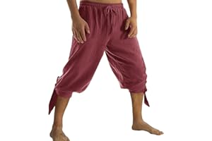 TOONRAIN Medieval Pants men Pirate Pants Renaissance Costume Mens Viking Linen Knickers Retro Adult Shorts pants