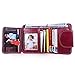 AINIMOER Women's Small Billfold Genuine Leather Tri-Fold Wallet with Zipper Pocket(Purple Red)