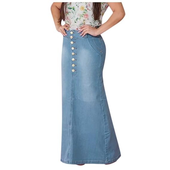 denim maxi skirt amazon