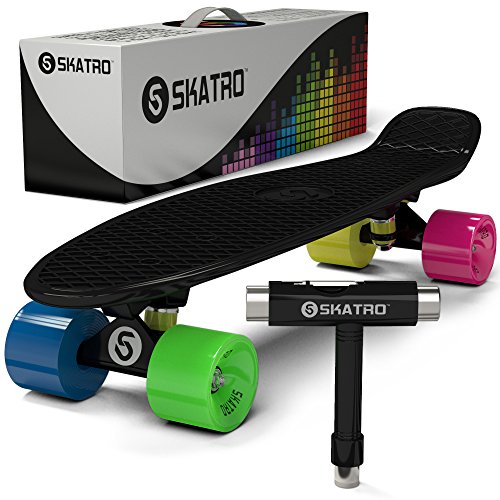 Skatro - Mini Cruiser Skateboard. 22x6inch Retro Style Plast