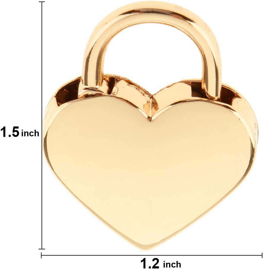 Warmtree Small Metal Heart Shaped Padlock Mini Lock with Key for Jewelry Box Storage Box Diary Book, Pack of 2, Gold - - 