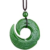 AINIFU Green Jade Dragon Jade Pendant Fashion Runes Necklace Jewellery Chinese Hand-Carved Relax Healing Women Man Luck Gift