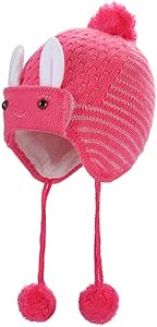 L_shop - Gorro de Punto con Dibujo Animado para niños con Doble Bola de