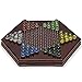 Yellow Mountain Imports Wooden Chinese Checkers Halma Board Game Set (12-Inch) with Storage Drawer and 60 Colored Glass Marbles (14mm) - Classic Strategy Game