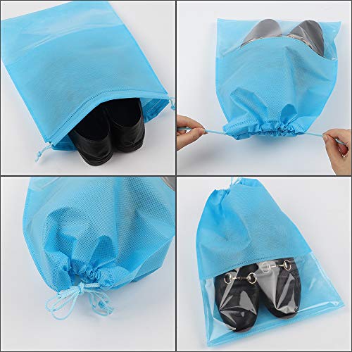 SGHUO 24pcs Travel Shoe Bags, Non-Woven Shoe Storage Organizer with Clear Window for Men and Women, 3 Colors