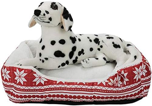 Amazon Co Jp 犬のベッド 長方形の豪華な防水ペットマットパッドスリーピングクッションソフトウォッシャブル50 40cm ほとんどの猫と中型犬用 Red Snow ホーム キッチン