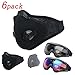 6Pack Activated Carbon Dustproof Mask – Include 2 Pack Safety Glasses 2 Pack Filter, Filtration Exhaust Gas Anti Pollen Allergy PM2.5 Dust Mask Air Filter for Running Cycling DIY Outdoor Activities