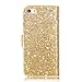 TRURENDI Bling U-scale Pattern Bucklewallet Luxury Pu Leather Magnetic Flip Case Cover for Apple Iphone 5 5s (Gold)