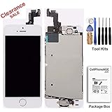 cellphoneage For iPhone 5S New LCD Screen Replacement with Home Button and Camara White Full Set Glass Digitizer Display Assembly Replacement With Free Tool Kits (White.)