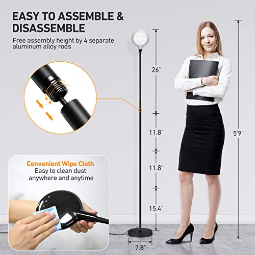 LED Floor Lamp, Standing Lamp 5 Brightness Levels & 3 colors, Flexible Gooseneck Touch Control Reading Standing Light for Living Room, Bedroom, Home, Office and Dorm - Thumbnail 5