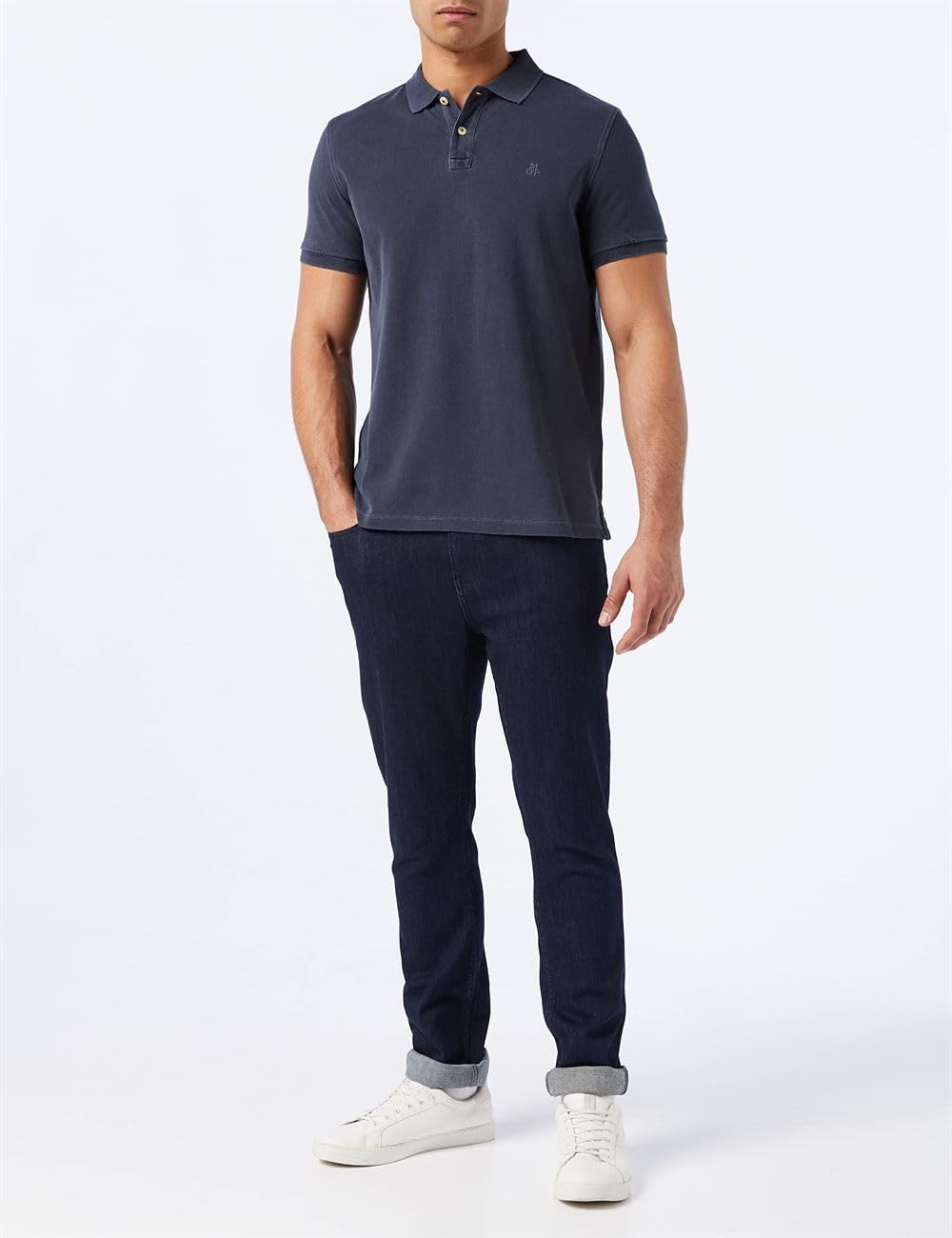 Marc OߴPolo Herren Kurzarm-Poloshirt aus Bio-Baumwolle Regular Fit, Blau (Total Eclipse), L 3