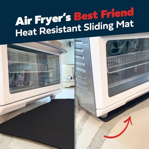2‑Pack Heat Resistant Appliance Slider Mats for Countertop – 15×18 in (38x45cm) Cut-to-Fit Heat Pad for Air Fryer, Coffee Maker, Toaster – Black Non-Slip Hot Pad for Kitchen Appliances