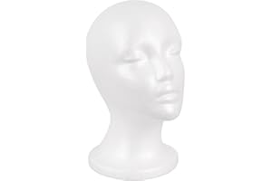 MapofBeauty Wig Stand, Mannequin Head Foam Display for Masks Hats DIY Decoration Wig Head (White)