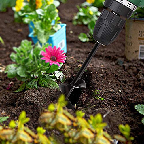 FUNTECK Bulb Planter Auger Drill Bit for Planting Bulbs and Seedlings, Fits 3/8 inch or Larger Drill (1.6" x 9")