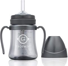 GROSMIMI Spill Proof no Spill Magic Sippy Cup with Straw with Handle for Baby and Toddlers, Customizable, PPSU, BPA Free 6 oz