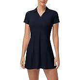 YSENTO Women's Tennis Golf Dress Build in Shorts with Pockets V Neck Collar Stretch Athletic Active Polo Dresses