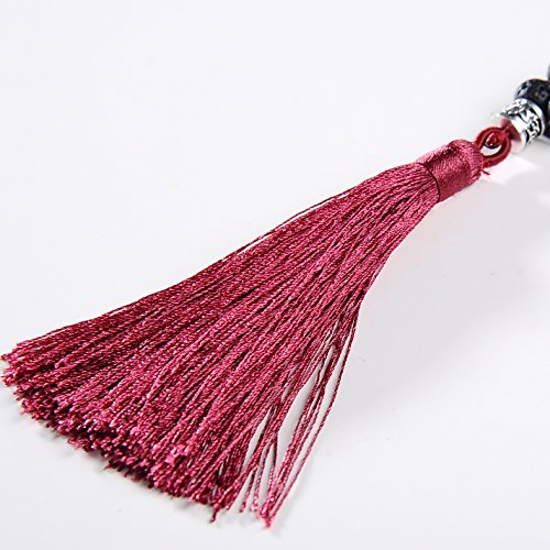 Mala Beads Necklace, Mala Bracelet, Buddhist Prayer Beads Necklace, Tassel Necklace (Lava) - Thumbnail 4