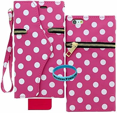 iPhone 6S Case iPhone 6 Case, Wireless Fones TM Leather P U Wallet Phone Case [Card Slot] [Flip] [Wallet] Carry-All Case - for Apple iPhone 6 and iPhone 6S Devices (Pink Polka)