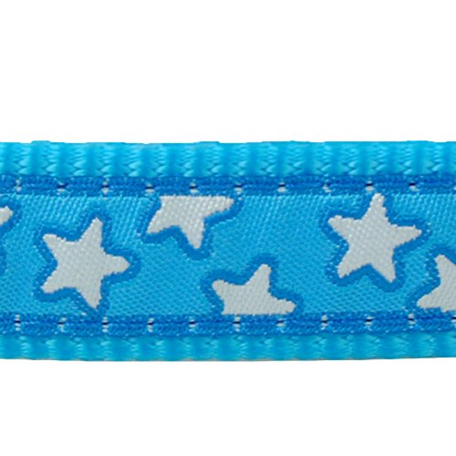 Red Dingo Stars Dog Collar, Turquoise/White, 15mm