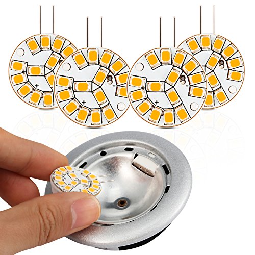 Kohree G4 LED Bulb 12V AC/DC Bi-Pin Base Ceiling Recessed Puck Light Bulb LED Replacement Halogen Bulb 20W Equivalent for RV Camper Trailer Motorhome 5th Wheel, Marine Boat (2 Watt, Warm White) 4 Pack