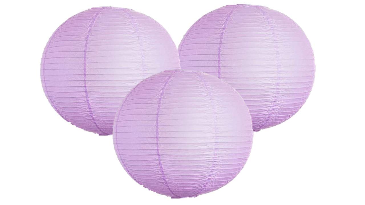 Paper Lanterns Mix Color Packs of 3 Round Paper Lanterns Lampshade Party Decorations (Lilac, 12" (30 Cm)) — image 1