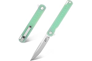 Eafengrow EF16 Folding Knife Flipper Ball Bearing Point D2 Blade G10 Handle with Pocket Clip Everday Carry Pocket Knife Liner Lock Camping Tactical Outdoor Multitool (Jade)